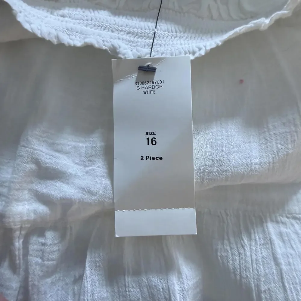 POLO RALPH LAUREN Girls‎ 16 White Gauze Full Pull-on Skirt, Blue Embroidery NWT